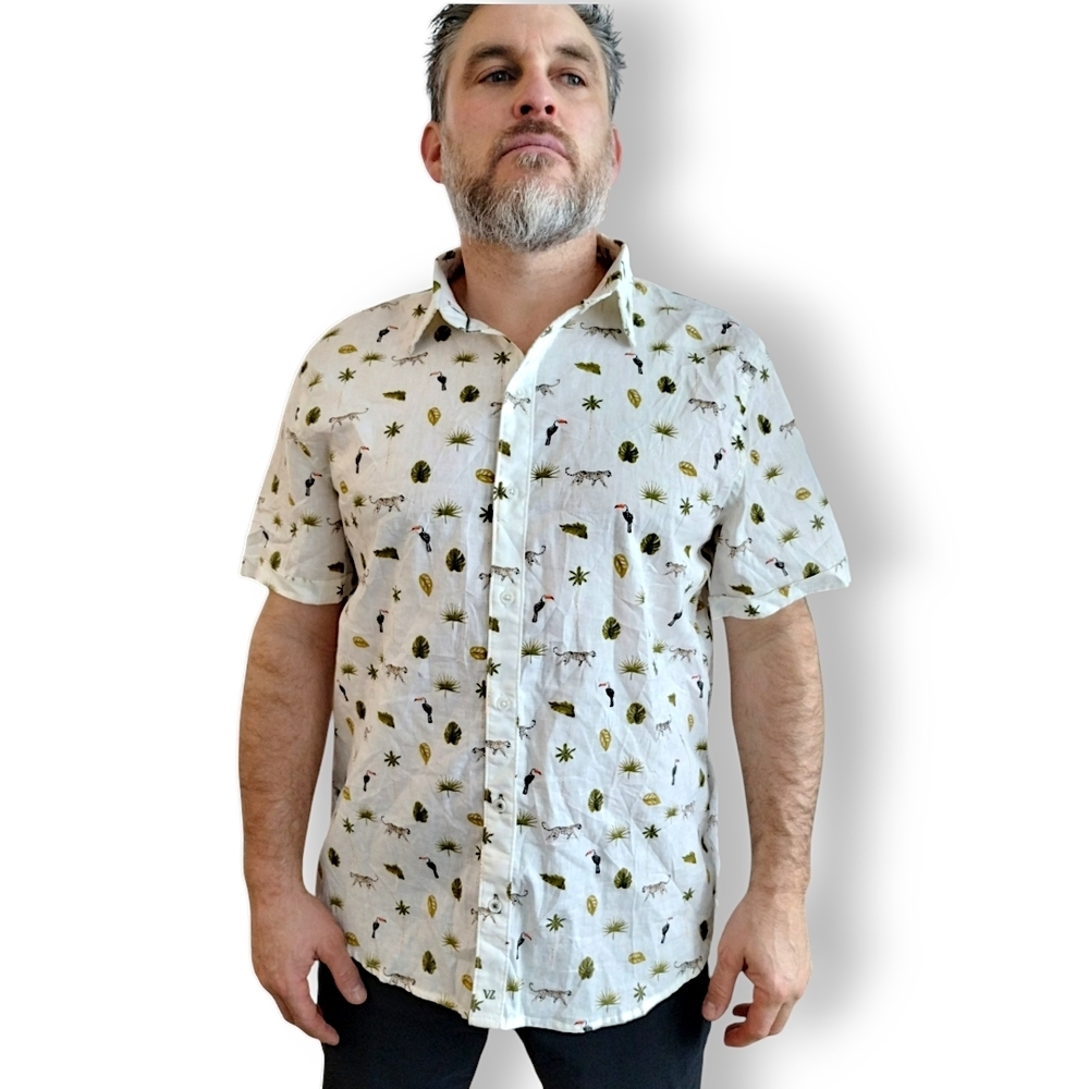 Vélez Linen Button Down Jungle Print Casual Shirt